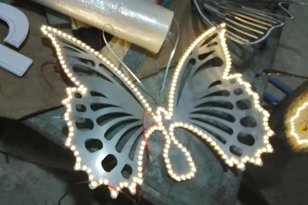 Custom Stainless Steel LED - Lit Butterfly Sculpture – Glowing Art for Indoor/Outdoor Spaces